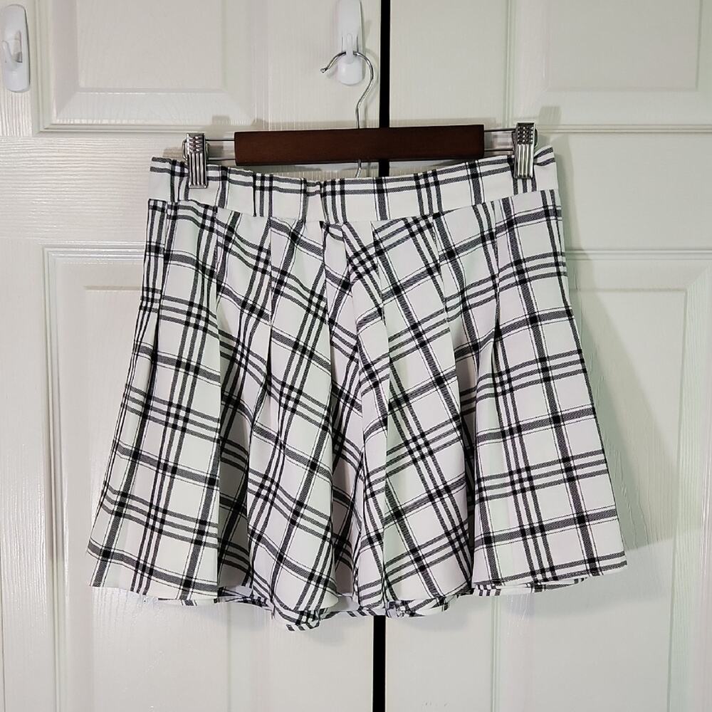 Vintageā Garage Monochrome Checkered Skirt Size Med Pleated Side Zip Preppy Y2K